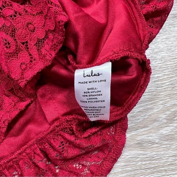 Lulus call me romantic red lace blouse - Picture 4 of 9